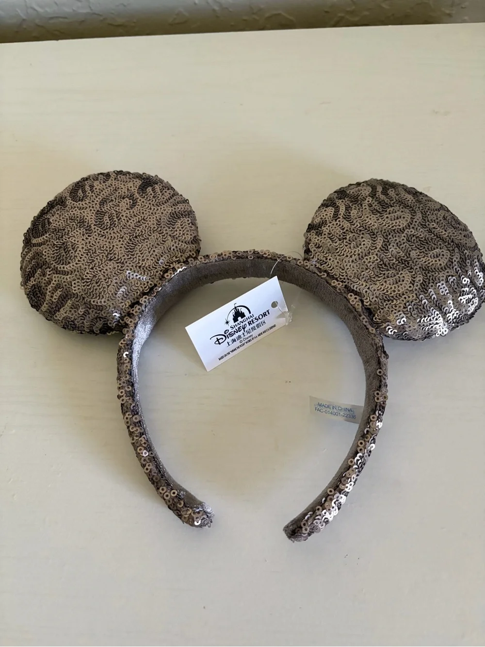 NWT Disney Mickey Mouse Copper / Silver Sequin Ears Headband New With Tags